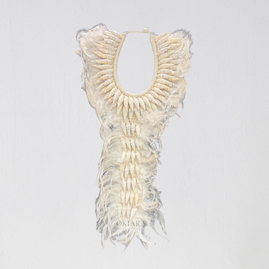 Tribal Beaded Shell Necklace on Stand | 70 cm