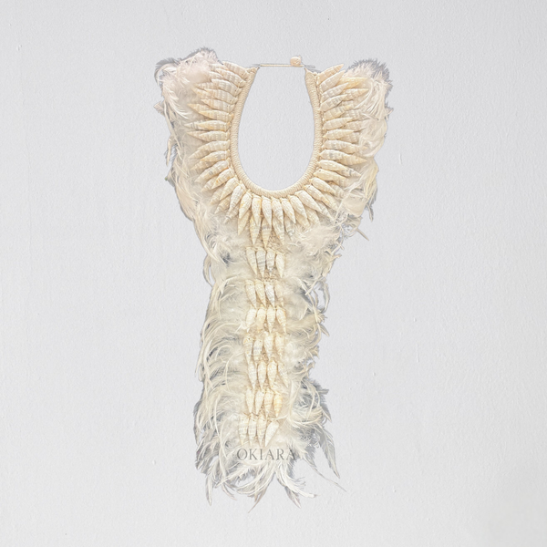 Tribal Beaded Shell Necklace on Stand | 70 cm