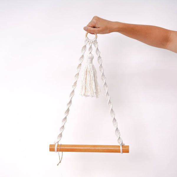 Wooden and Macrame Toilet Paper Holder Okiara