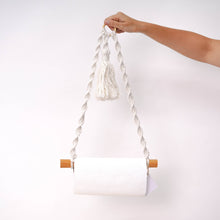 Load image into Gallery viewer, Wooden and Macrame Toilet Paper Holder Okiara
